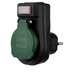 REV Ritter Außensteckdose mit Schalter IP44 schwarz/grün