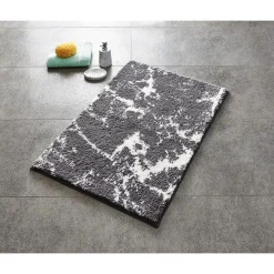 Ridder Teppich Marmor 60 x 90 cm grau-weiß Polyester-Microfaser