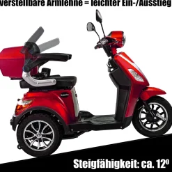 Rolektro E-Dreiradroller „25 V.3“ 1000 W, rot