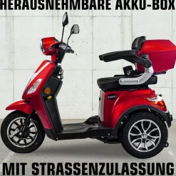 Rolektro E-Dreiradroller „25 V.3“ 1000 W, rot