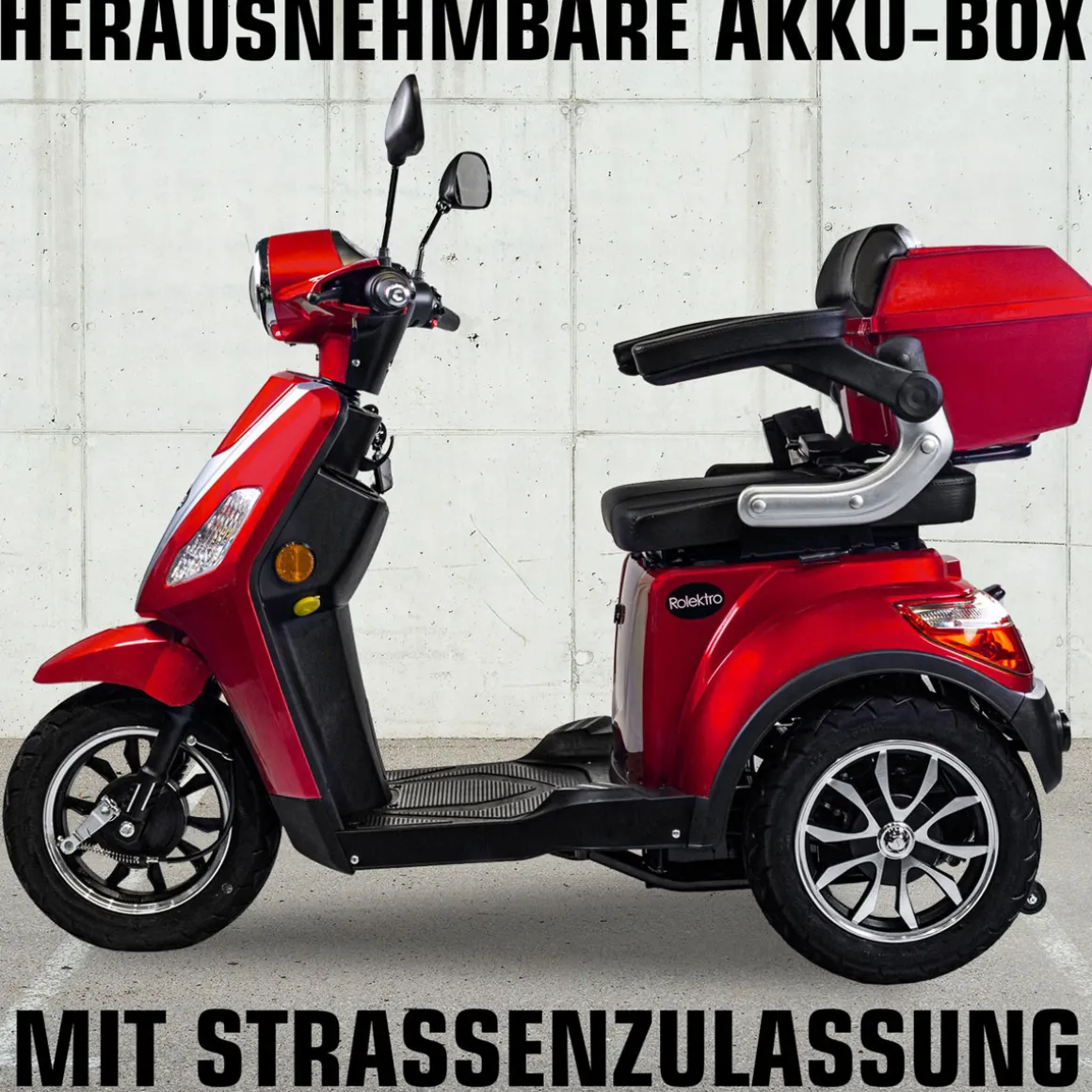 Rolektro E-Dreiradroller „25 V.3“ 1000 W, rot