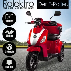 Rolektro E-Dreiradroller „25 V.3“ 1000 W, rot