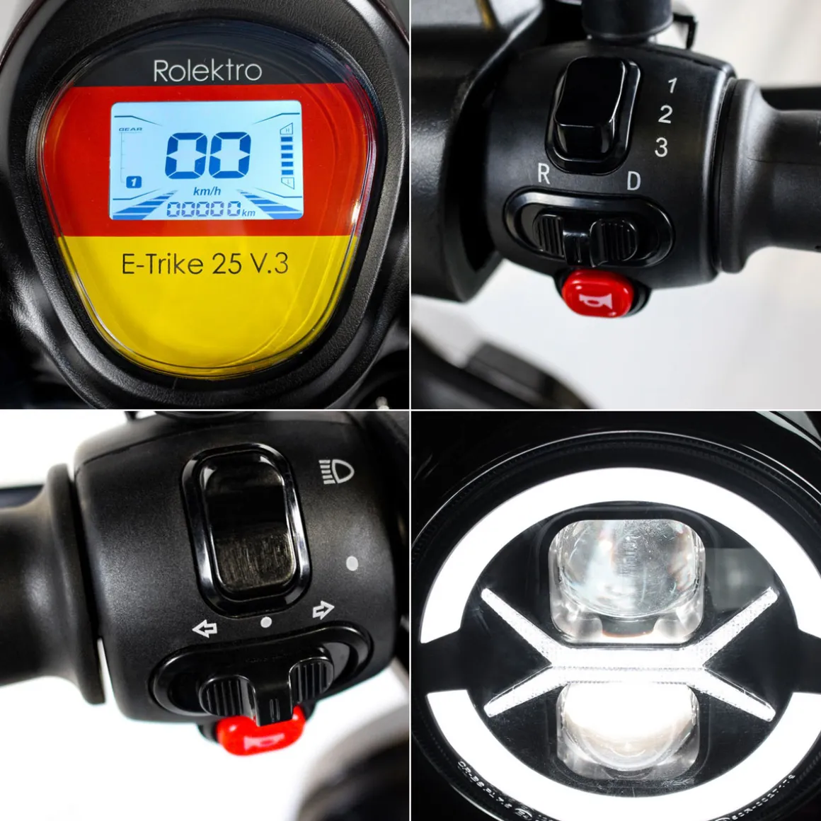 Rolektro E-Dreiradroller „25 V.3“ 1000 W, rot