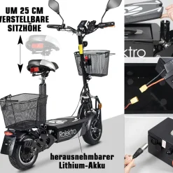 Rolektro E-Scooter „E-Joy 20 “, Schwarz