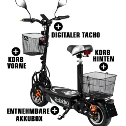 Rolektro E-Scooter „E-Joy 20“, faltbar, Schwarz