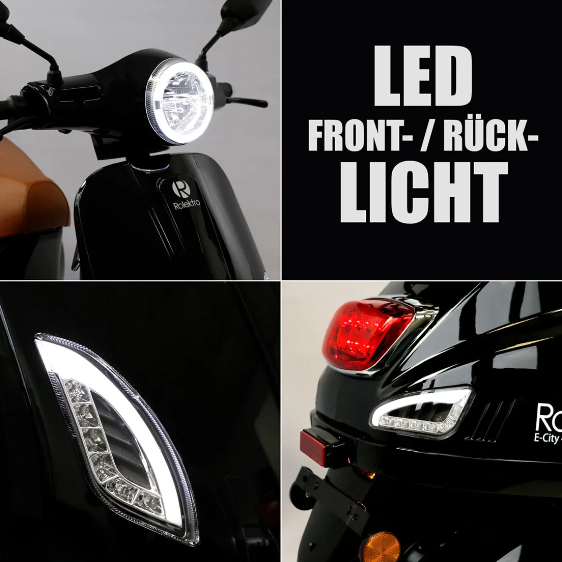 Rolektro Retro Roller E-Roller 45 km/h Lithium V.2021 Schwarz 60V-27,5Ah 2000W