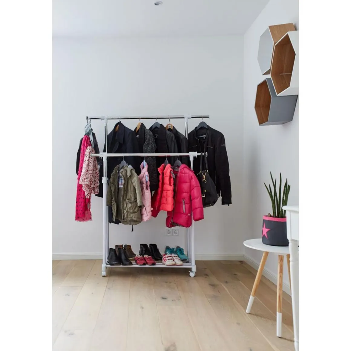 Roll-Kleiderständer XXL 90-134 x 44 x 95-169 cm