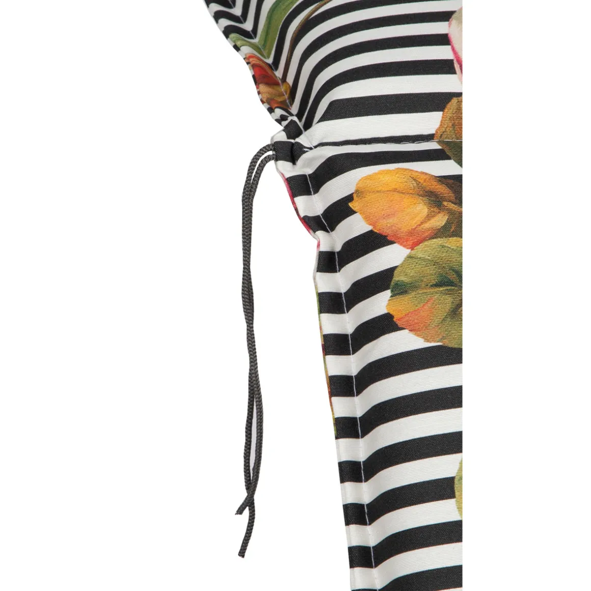 Saumauflage Toronto BE129 Niederlehner rosé/pinke Pfingstrosen auf schwarz-weißen Streifen