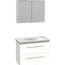 Scanbad Badmöbelset Lotto Medium Waschtisch 85 x 48 cm weiß/weiß hochglänzend