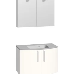 Scanbad Badmöbelset Modern und 90 cm weiß/weiß hochglänzend