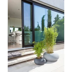 Scheurich Pflanzgefäß Flow 48 cm kieselförmig Stony Black