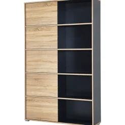 Schiebetürregal 120 x 196 x 35 cm anthrazit/Sonoma Eiche