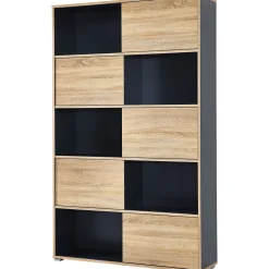 Schiebetürregal 120 x 196 x 35 cm anthrazit/Sonoma Eiche