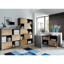 Schiebetürregal 120 x 196 x 35 cm anthrazit/Sonoma Eiche