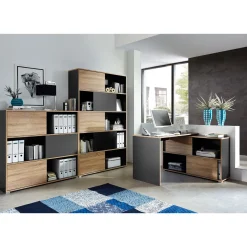 Schiebetürregal 120 x 196 x 35 cm anthrazit/Sonoma Eiche