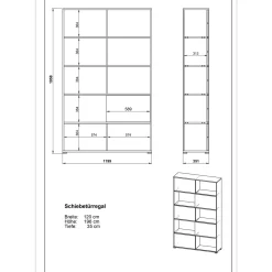 Schiebetürregal 120 x 196 x 35 cm anthrazit/Sonoma Eiche