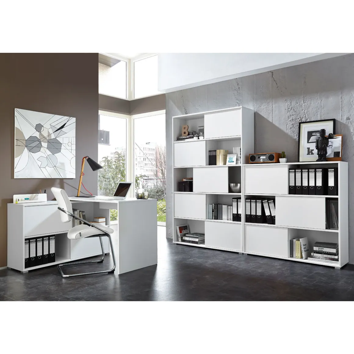 Schiebetürregal 120 x 119 x 35 cm anthrazit/Sonoma Eiche