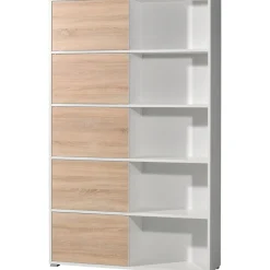 Schiebetürregal 120 x 196 x 35 cm weiß/Sonoma Eiche