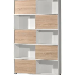 Schiebetürregal 120 x 196 x 35 cm weiß/Sonoma Eiche