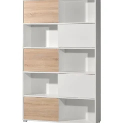 Schiebetürregal 120 x 196 x 35 cm weiß/Sonoma Eiche