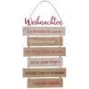Schild Nollaig sortiert Rechteck 0,5 x 24 x 48 cm natur rot Metall Textil Holz