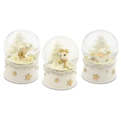 Schneekugel sortiert Poly 6,5 x 6,5 x 9 cm weiss-gold
