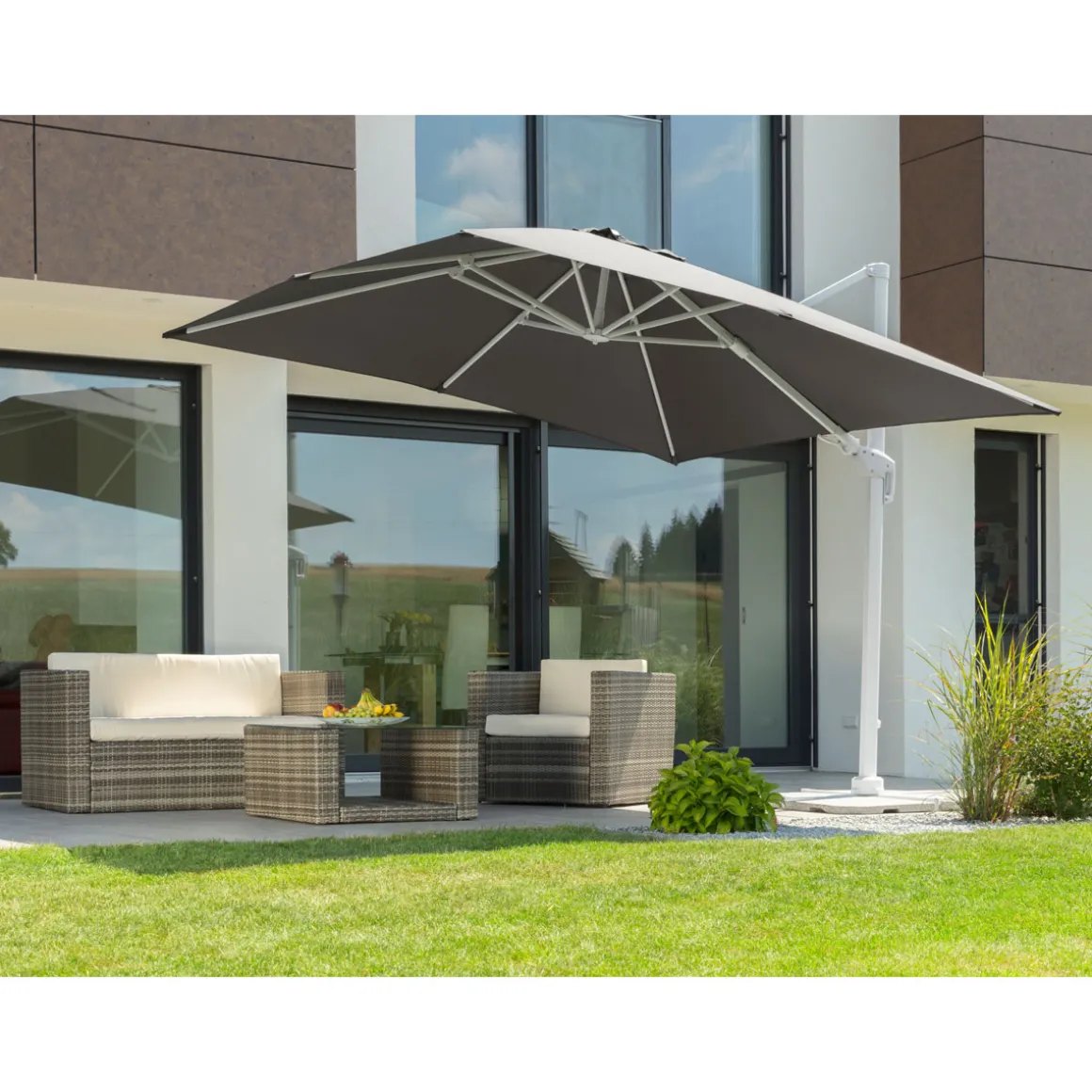 Schneider Schirme Ampelschirm Rhodos Twist Bianco 300 x 300 anthrazit