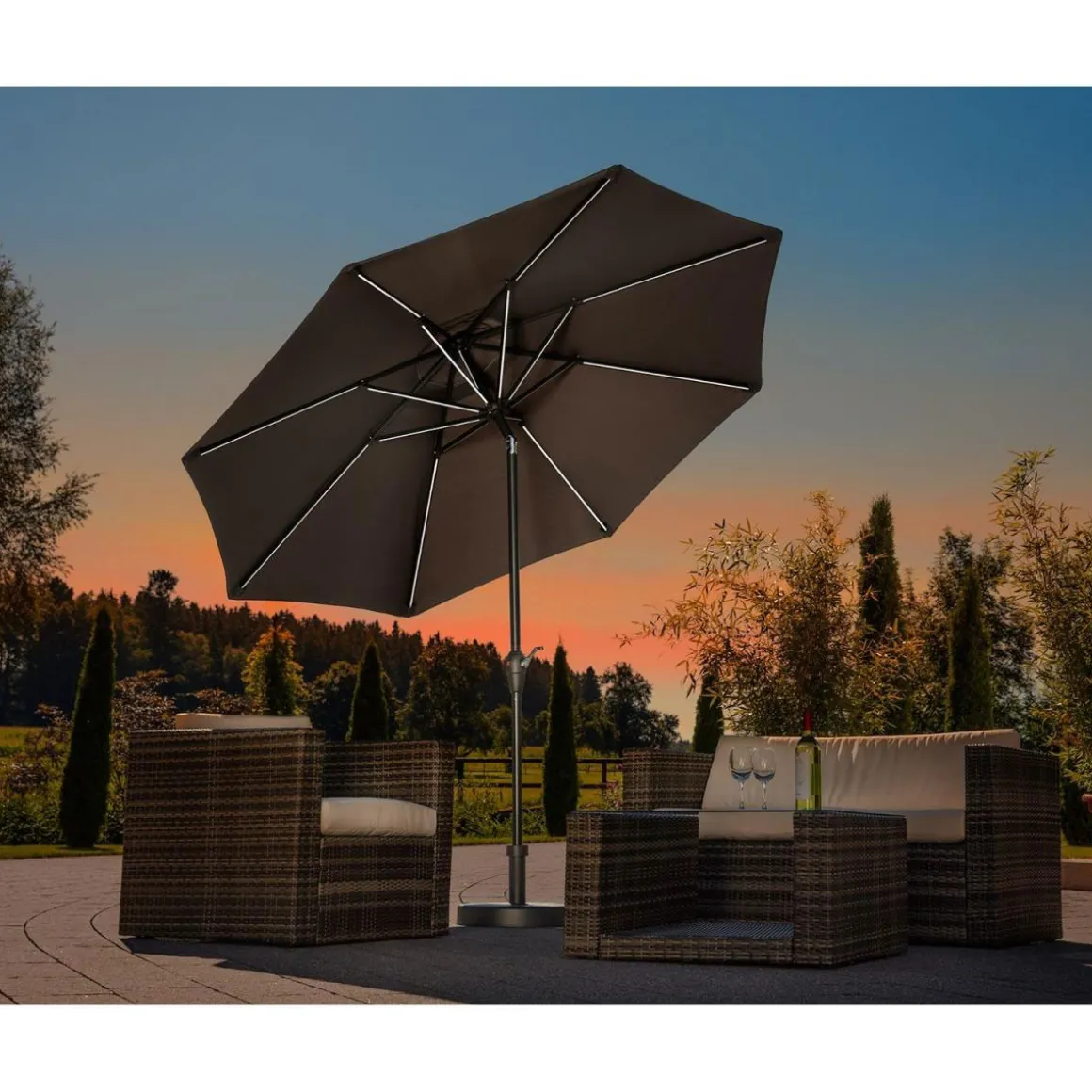 Schneider Schirme LED-Schirm Blacklight 270/8 anthrazit