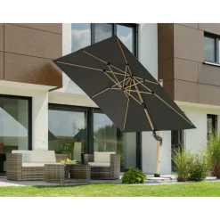 Schneider Schirme Sonnenschirm Rhodos Twist Woody 300 x 300 cm anthrazit