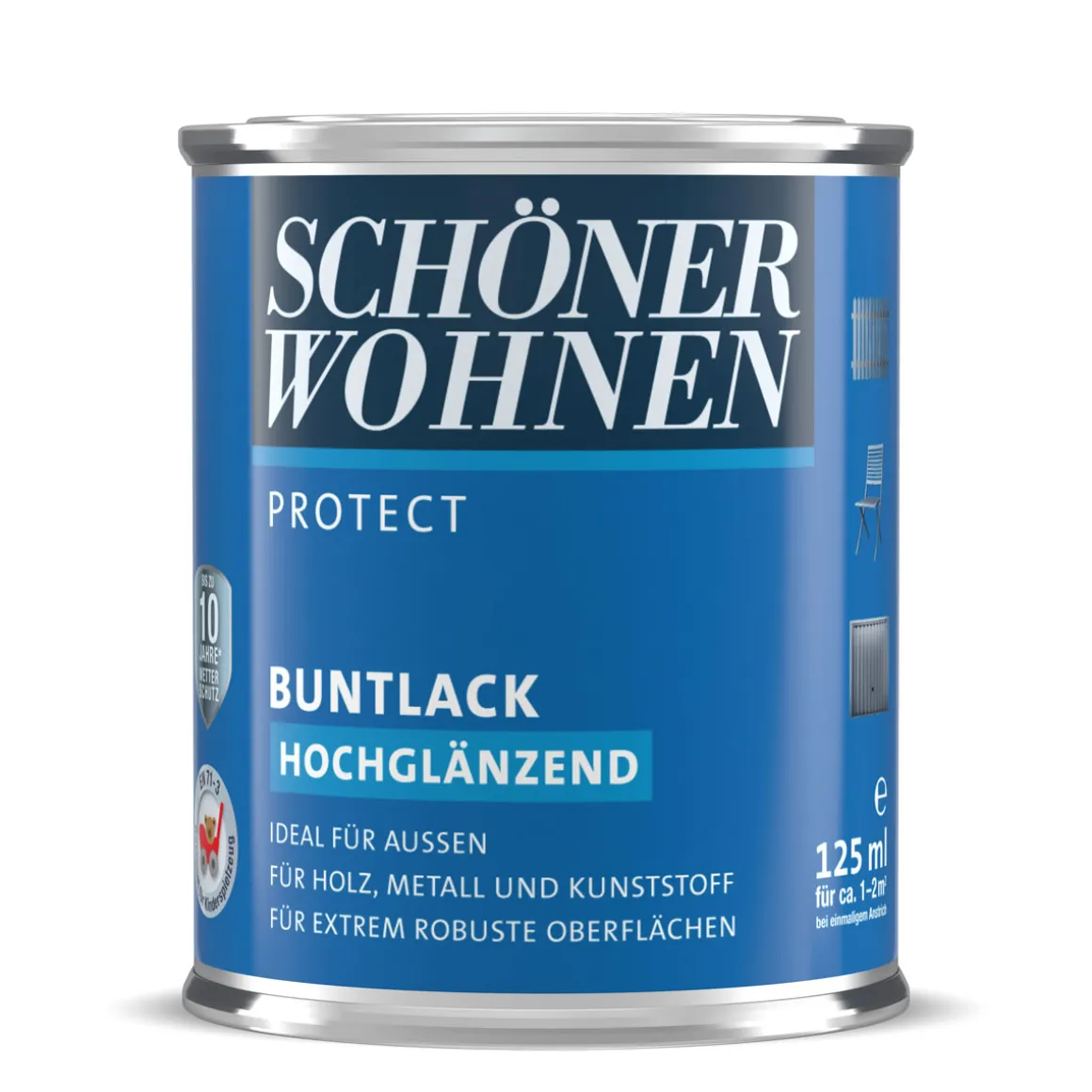 Schöner Wohnen Farbe Buntlack Protect Telegrau hochglänzend 125 ml