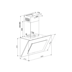 Schraeghaube CH2060SBM GLAS SCHWARZ
