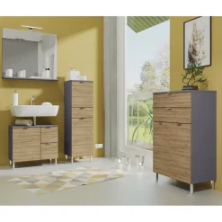 Schrank Maureen mit 1 Schubkasten 34 x 120 x 34 cm Graphit/Grandson-Eiche-Nachbildung