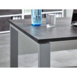 Schreibtisch Altena mit Metallkufen 158 x 75 x 79 cm weiß/Basalto-Dunkel