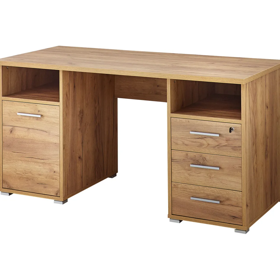 Schreibtisch Keep mit Stauraum 145 x 75 x 70 cm Navarra-Eiche-Nachbildung