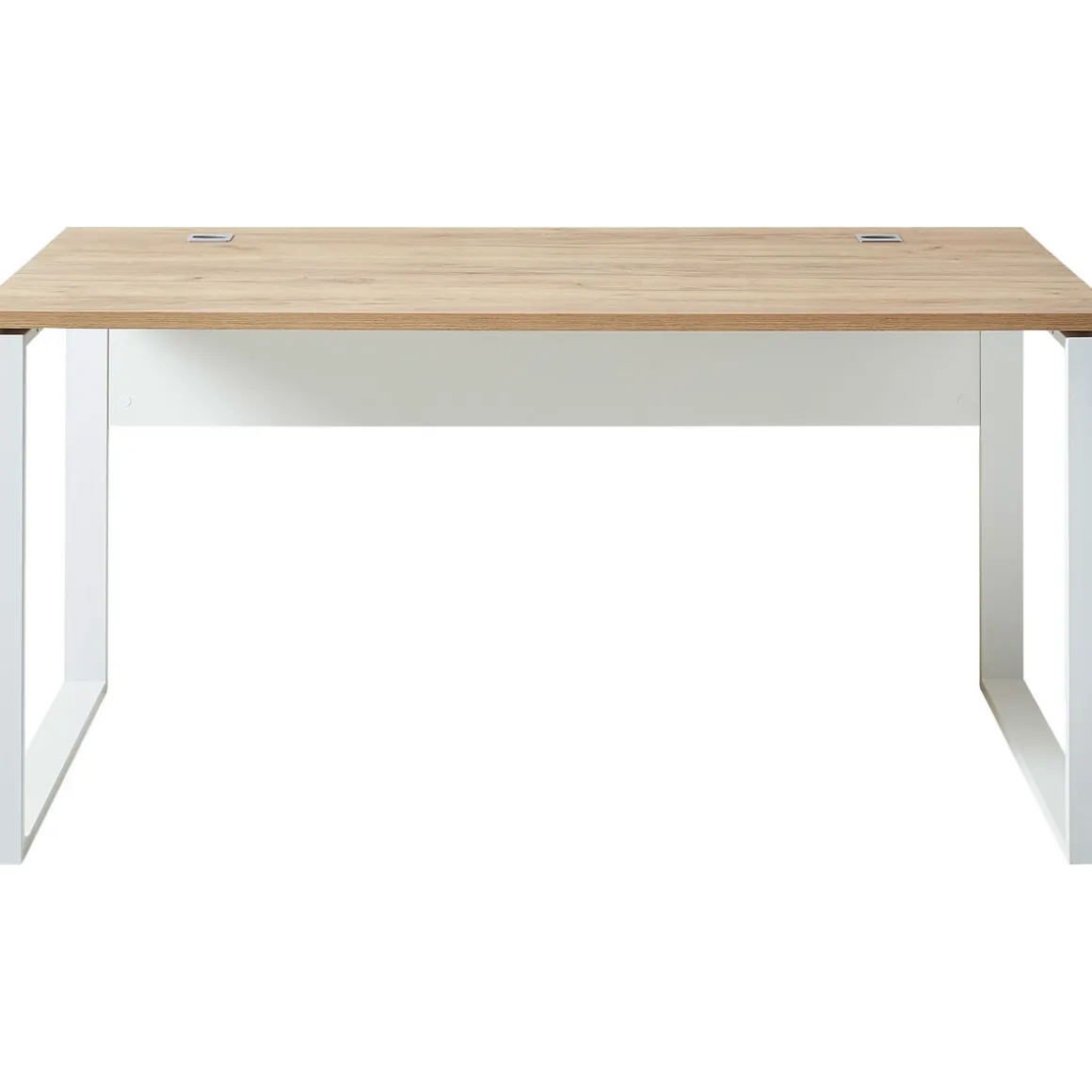 Schreibtisch Lionel mit Metallkufen 158 x 75 x 79 cm weiß/Navarra-Eiche-Nachbildung