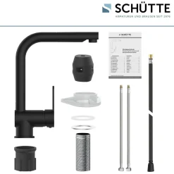 Schütte Spültischarmatur „London“ schwarz mit Geschirrbrause