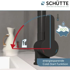 Schütte Spültischarmatur „London“ schwarz mit Geschirrbrause