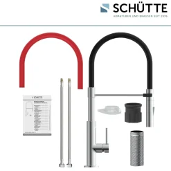 Schütte Küchenarmatur mit ausziehbarer Brause 79180 Stilo chrom schwarz