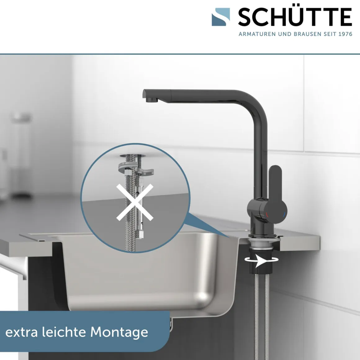 Schütte Schwenkbare Küchenarmatur Rio graphit glänzend