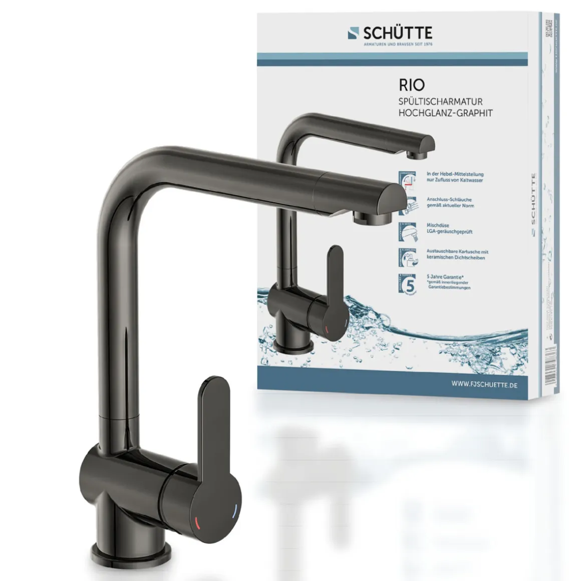 Schütte Schwenkbare Küchenarmatur Rio graphit glänzend