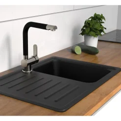 Schütte Schwenkbare Küchenarmatur Rio Edelstahloptik weiß