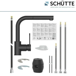 Schütte Spülarmatur Design Ring schwarz matt mit herausziehbarer Geschirrbrause