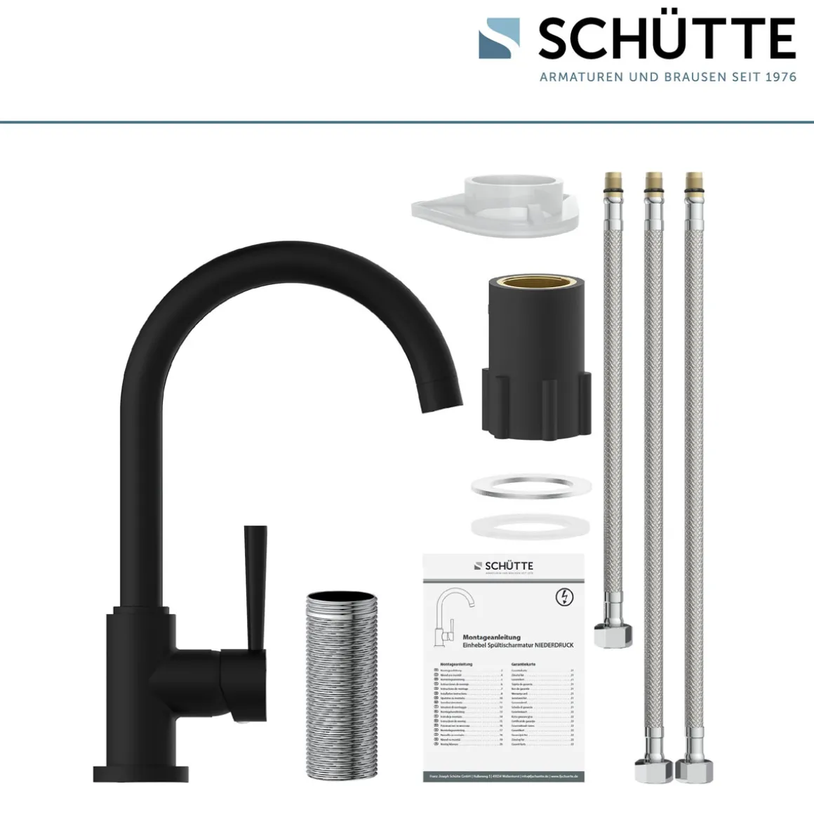 Schütte Spültischarmatur Cornwall Niederdruck schwarz matt