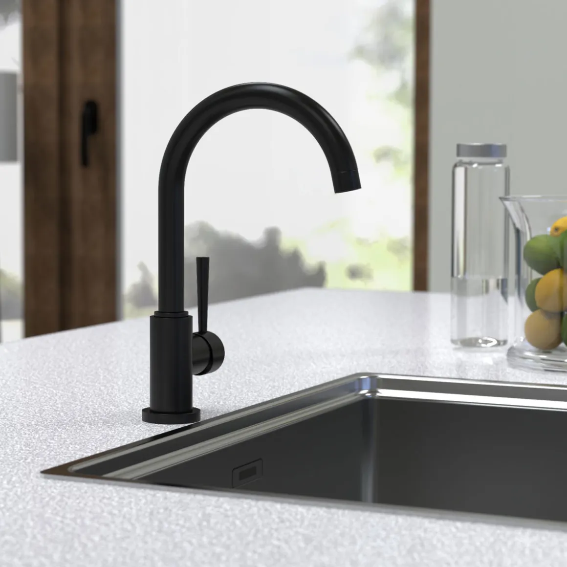 Schütte Spültischarmatur Cornwall Niederdruck schwarz matt