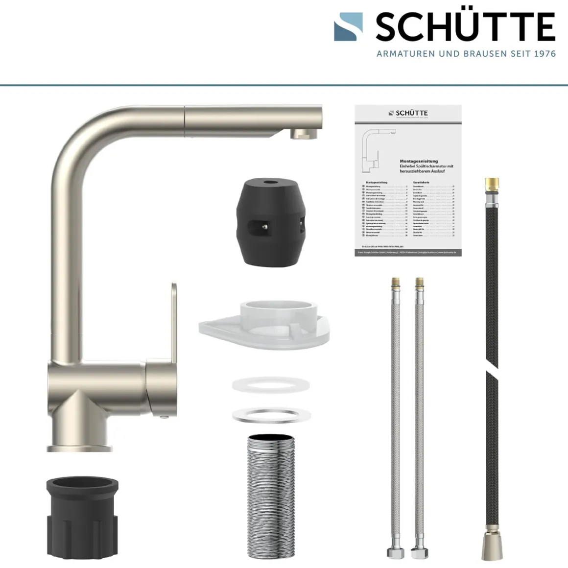 Schütte Spültischarmatur London Edelstahloptik mit herausziehbarem Auslauf