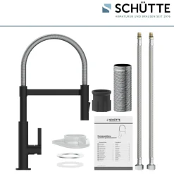 Schütte Spültischarmatur Miami schwarz matt Hochdruck ausziehbar