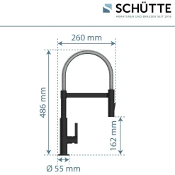 Schütte Spültischarmatur Miami schwarz matt Hochdruck ausziehbar