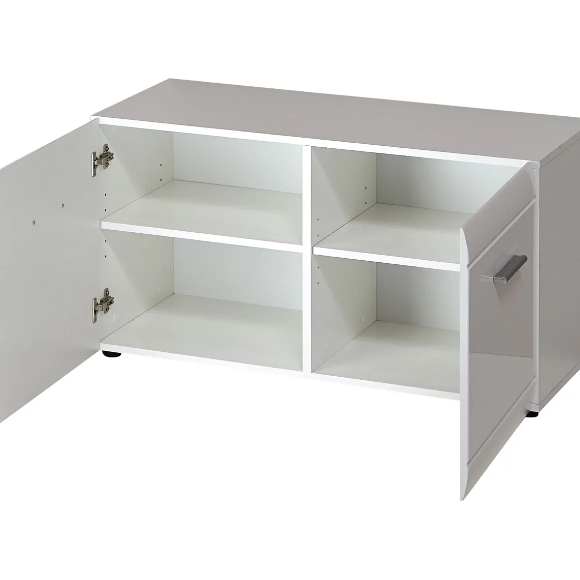 Schuhbank Adison Fronten in Hochglanz mit Rillenfräsung 96 x 51 x 39 cm weiß