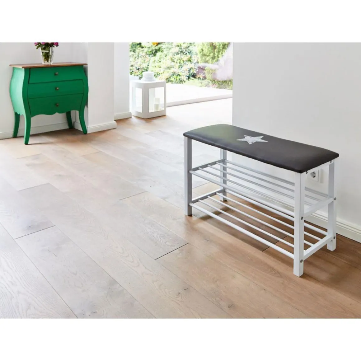 Schuhbank mit Sitzkissen Stern ca 78 x 48 x 30 cm