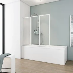 Schulte Badewannenfaltwand Alu Natur 121 x 127 x 121 cm ESG hell klar